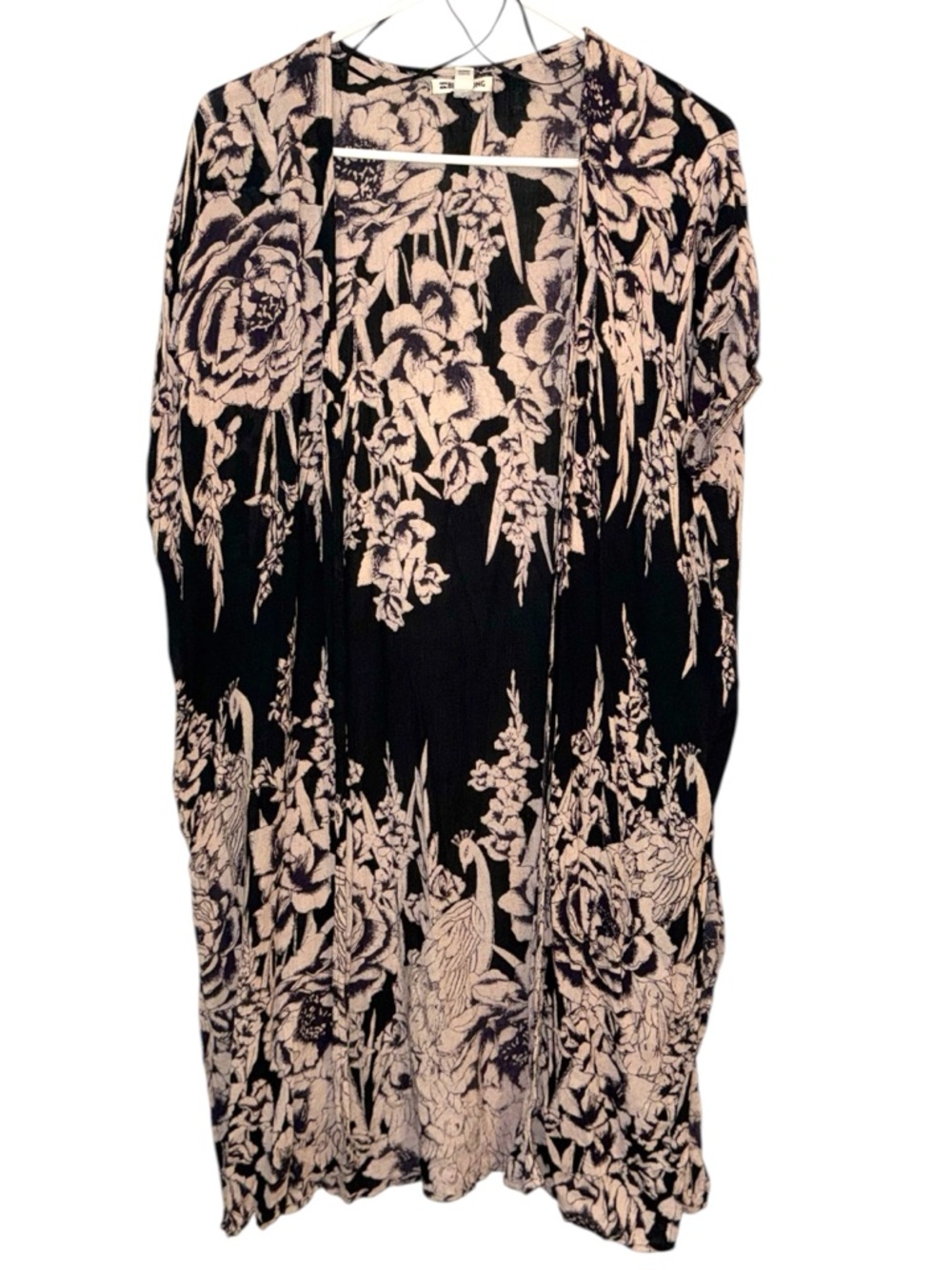 Billabong Black and Blush Floral Kimono